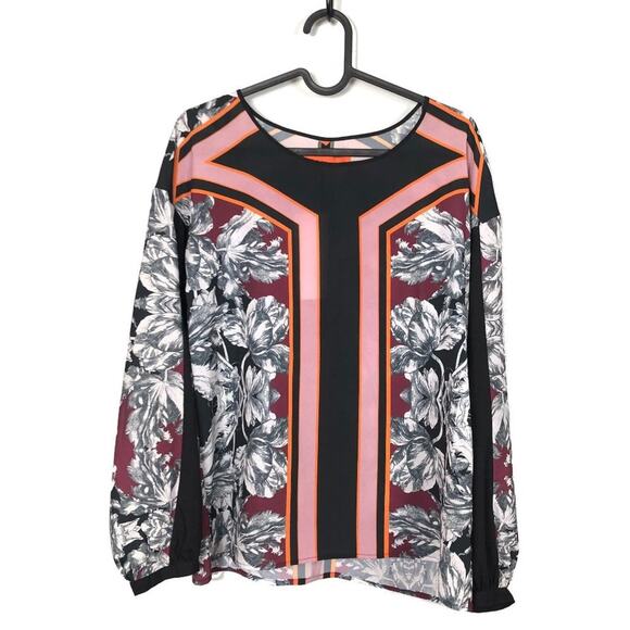 Clover Canyon Floral Color Block Vent Back Blouse - Picture 1 of 8